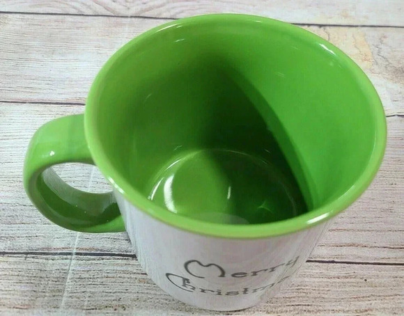 Gibson Peanuts Merry Christmas Coffee Mug Cup Green White Oversized - Picture 4 of 5